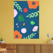 Blau Verschiedene Blume Moderne Illustration Flora Leinwanddruck (Insitu (Wohnzimmer))