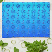 Blau versendet Rad und Anker Küchentuch (Gefaltet)