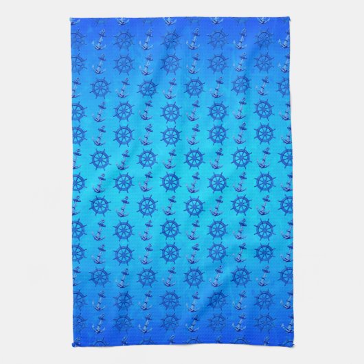 Blau versendet Rad und Anker Küchentuch (Vertikal)
