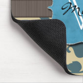 Blau verwittertes mit Monogramm Mousepad (Ecke)