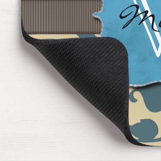 Blau verwittertes mit Monogramm Mousepad (Ecke)
