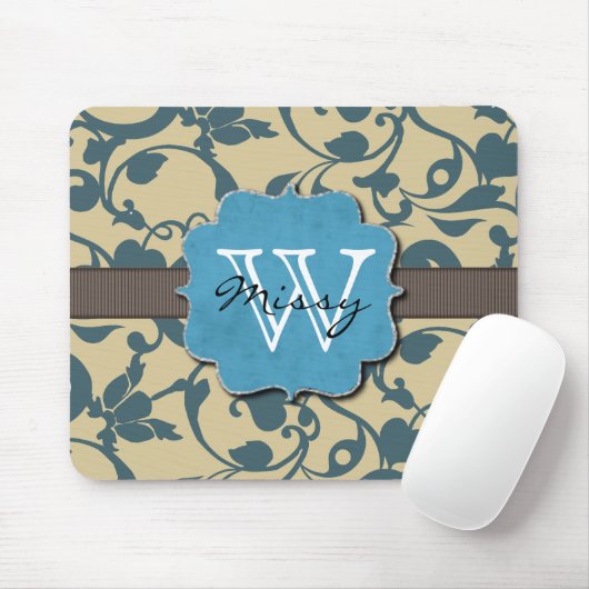 Blau verwittertes mit Monogramm Mousepad (Mit Mouse)