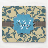 Blau verwittertes mit Monogramm Mousepad (Vorne)