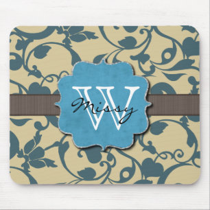 Blau verwittertes mit Monogramm Mousepad