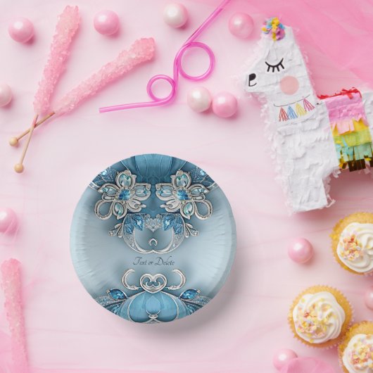 Blau Verziert Pappteller (Party)