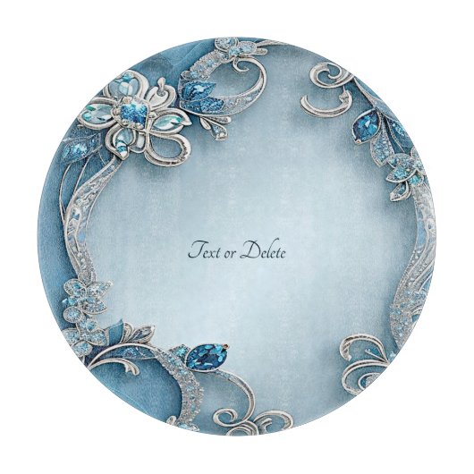 Blau verziertes Blumen-Schneidbrett Schneidebrett (Vorderseite)