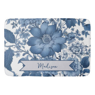Blau Vintag Chinoiserie Personalisiertes Florenz Badematte