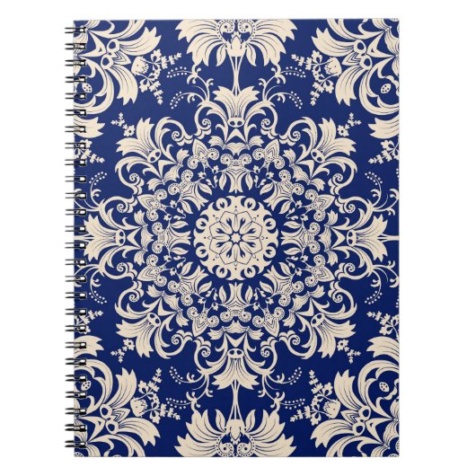Blau Vintag: Elegantes, nahtloses Muster. Notizblock (Vorderseite)