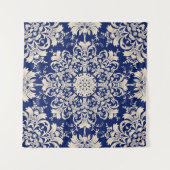 Blau Vintag: Elegantes, nahtloses Muster. Wandteppich (Vorderseite (Horizontal))
