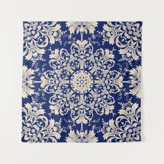 Blau Vintag: Elegantes, nahtloses Muster. Wandteppich (Vorderseite)