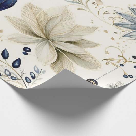 Blau Vintag Inspiriert Geschenkpapier (Ecke)