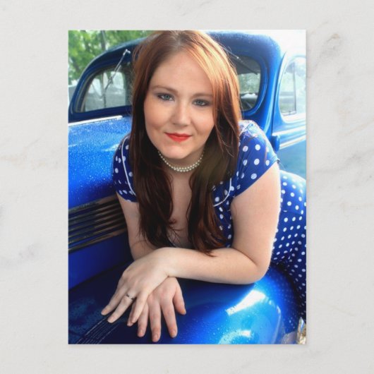 Blau Vintag Postkarte (Vorderseite)