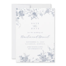 Blau Vintage Blume Save the Date
