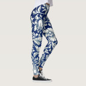 Blau, Vintage Blumenmuster Leggings (Rechts)
