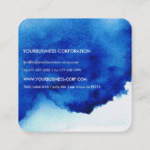 BLAU/Vintages Aquarellblau Quadratische Visitenkarte (Rückseite)