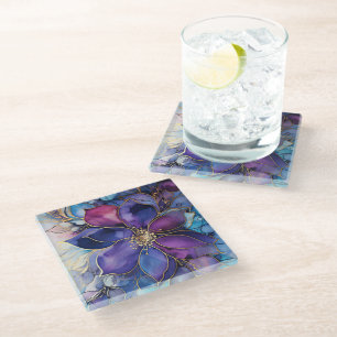 Blau & Violett gefärbt Glasuntersetzer