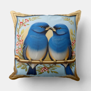 🌸 Blau-Vögel-Wurfkissen Blumen Natur-Dekor 🐦✨ Kissen
