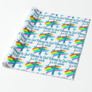 BLAU VON GOTT FÜR 85 JAHRE BLAUER CROSS DESIGN GESCHENKPAPIER