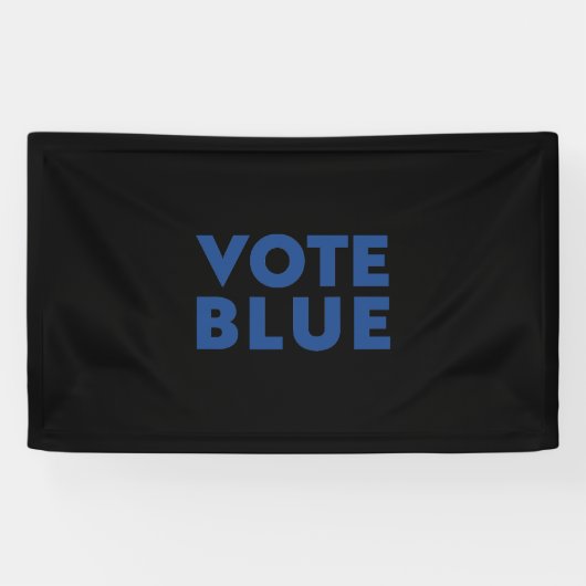 Blau wählen, blau biden Buchstaben, schwarzer Hint Banner (Horizontal)