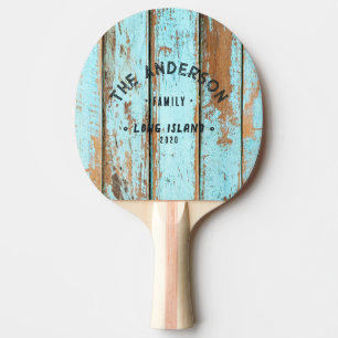 Blau waschen Holz Vintage Strand Familienname Tischtennis Schläger