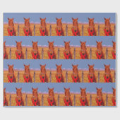 Blau: Weihnachtsferd mit Roter Bug und Strumpf Geschenkpapier (Flach)