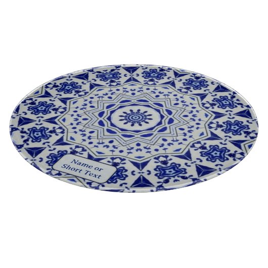 Blau/Weiß, 12-Punkte-Star-Tile Schneidebrett (Ecke)