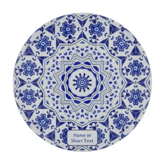 Blau/Weiß, 12-Punkte-Star-Tile Schneidebrett (Vorderseite)