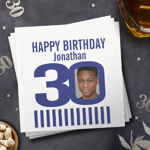 Blau weiß 30. Geburtstag Streifen fügen Sie Ihr ei Serviette