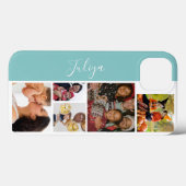 Blau-Weiß-5-Foto-Collage-Skript Case-Mate iPhone Hülle (Rückseite (Horizontal))