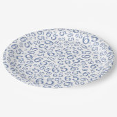 Blau/Weiß 65. Zufallszahlenmuster Pappteller (Schrägansicht)