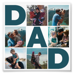 Blau & Weiß 6 Foto-Collage Papa Foto-Vergrößerung Fotodruck
