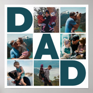 Blau & Weiß 6 Foto Collage Papa  Poster