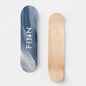 Blau weiß abstrakt strukturiert moderne Handgemäld Skateboard (Vorderseite)