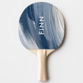 Blau weiß abstrakt strukturiert moderne Handgemäld Tischtennis Schläger (Vorderseite)