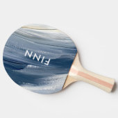 Blau weiß abstrakt strukturiert moderne Handgemäld Tischtennis Schläger (Seitenansicht)
