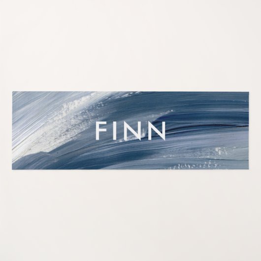 Blau weiß abstrakt strukturiert moderne Handgemäld Yogamatte (Vorderseite (Horizontal))