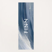 Blau weiß abstrakt strukturiert moderne Handmalere Yogamatte (Vorderseite)