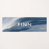 Blau weiß abstrakt strukturiert moderne Handmalere Yogamatte (Vorderseite (Horizontal))