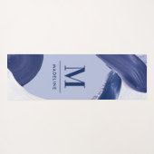 Blau weiß abstrakt strukturiert moderne Handmalere Yogamatte (Rückseite (Horizontal))