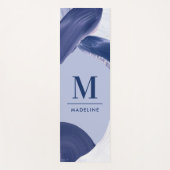 Blau weiß abstrakt strukturiert moderne Handmalere Yogamatte (Vorderseite)