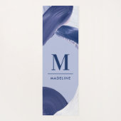 Blau weiß abstrakt strukturiert moderne Handmalere Yogamatte (Rückseite)