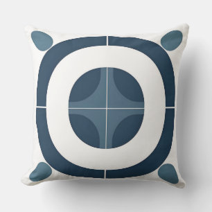Blau-weiß abstraktes geometrisches Muster Kissen