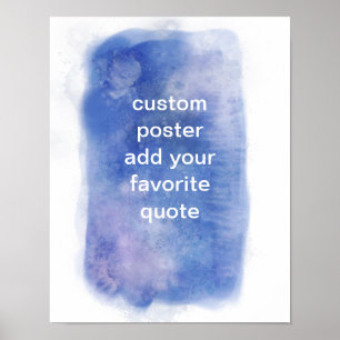 Blau-Weiß-Aquarell-Design fügt Text benutzerdefini Poster