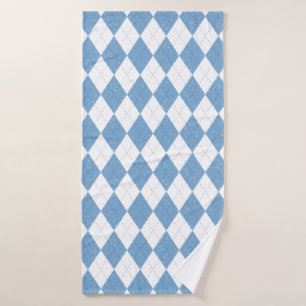 Blau-Weiß Argyle Diamant geometrisches Muster Badehandtuch