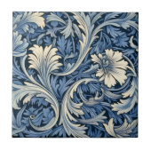 Blau-Weiß-Blattmuster Fliese (Vorderseite)