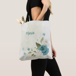 Blau-Weiß-Blume Tasche