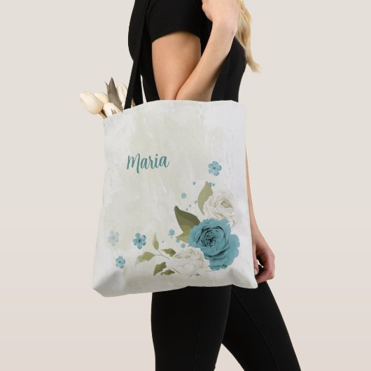 Blau-Weiß-Blume Tasche (Von Nahem)