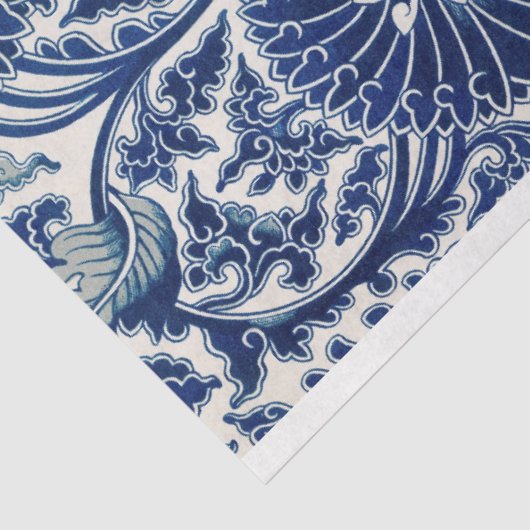 Blau-Weiß-Blumendecoupage Seidenpapier (Ausschnitt)