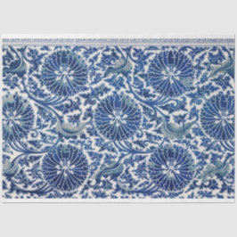 Blau-Weiß-Blumendecoupage Seidenpapier