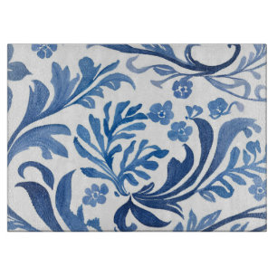 Blau-Weiß-Blumendesign   Chinoiserie-Muster Schneidebrett